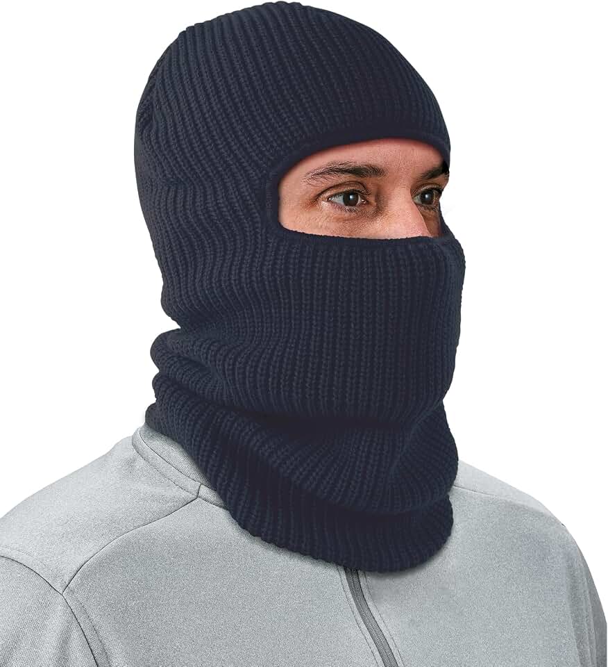 Ergodyne N-Ferno 6829 Balaclava Face Mask, 2-Layer Rib Knit Thermal Ski Masks, Navy