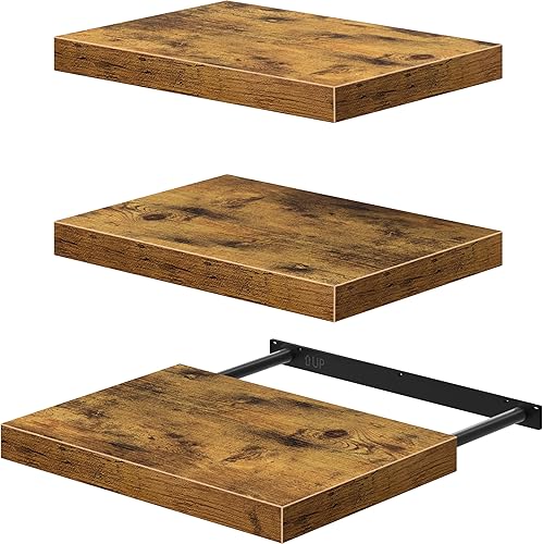 Vista 9 de QEEIG Estantes flotantes de 10 pulgadas de profundidad para pared, estante de libros de 10 x 16 pulgadas, para baño, dormitorio, cocina, sala