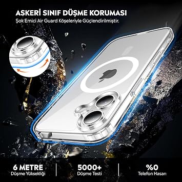 Case for iPhone 16 Plus from Babylon. Transparent Case with Camera Protection and Magsafe Wireless Charging Feature