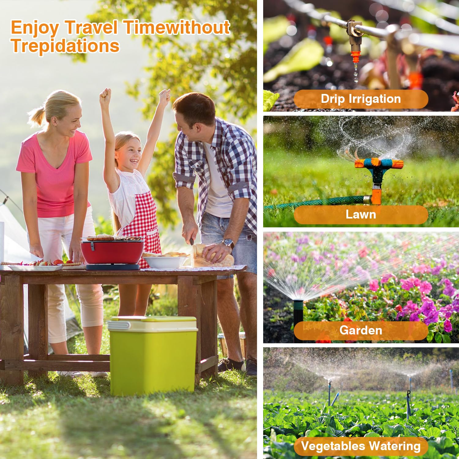 Timer intelligente WiFi a 3 zone, timer dell'acqua WiFi per tubo da giardino con portata di 984 m, app e telecomando, compatibile con Alexa e Google Voice, ritardo pioggia, sistema di irrigazione