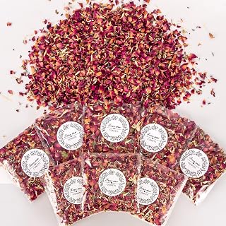 Sukh 8Packs Dried Flower Petals - Biodegradable Wedding Confetti,Natural Real Dried Flower Rose Petal Wedding Confetti for DIY Spa Bath Salts,Soap Making,Candle,Resin Jewelry Crafts,Party Decoration