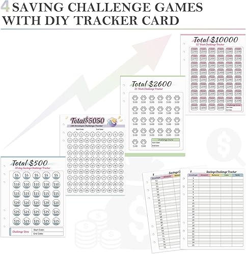 Vista 3 de Ospelelf Carpeta de piel sintética con cierre de cremallera, 100 sobres, para ahorro de dinero, para dinero en efectivo 2025, color negro