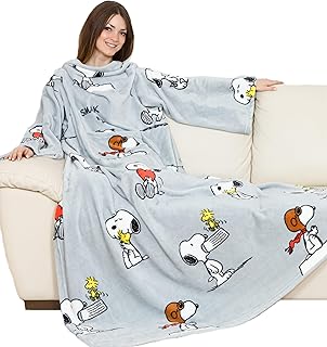 Lavatelli Gray Snoopy Dog Blanket With Sleeves