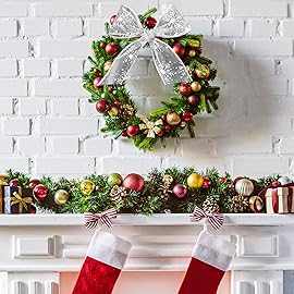 Livder 2.5 Inch Wide Christmas Wired Ribbon Snowflake Organza Sheer Glitter Ribbon for Xmas Tree, Wreath, Party Decoration, Gift Wrapping (Silver, 65.7 Foot (Pack of 1))