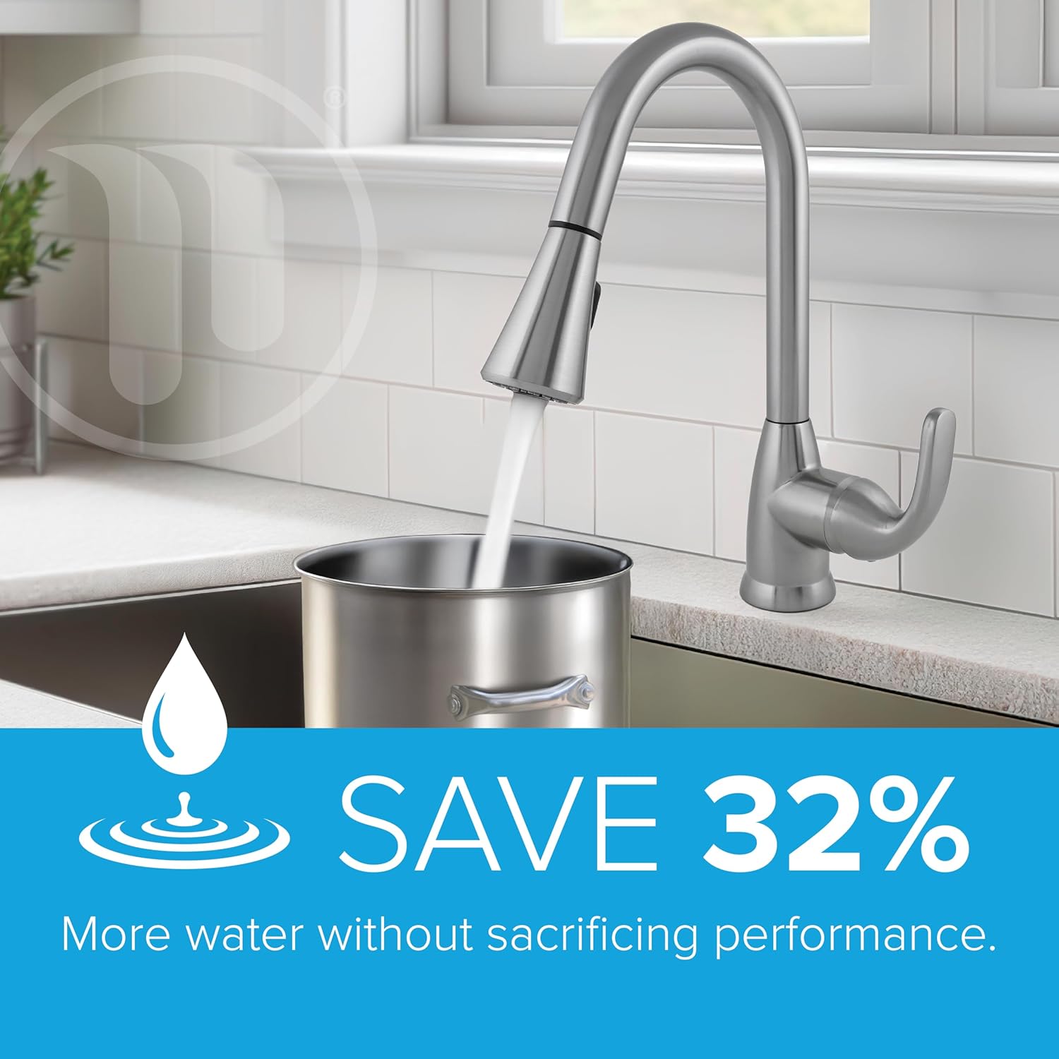 Niagara Earth Luxe Pull-Down Spout Kitchen Faucet, Brushed Nickel