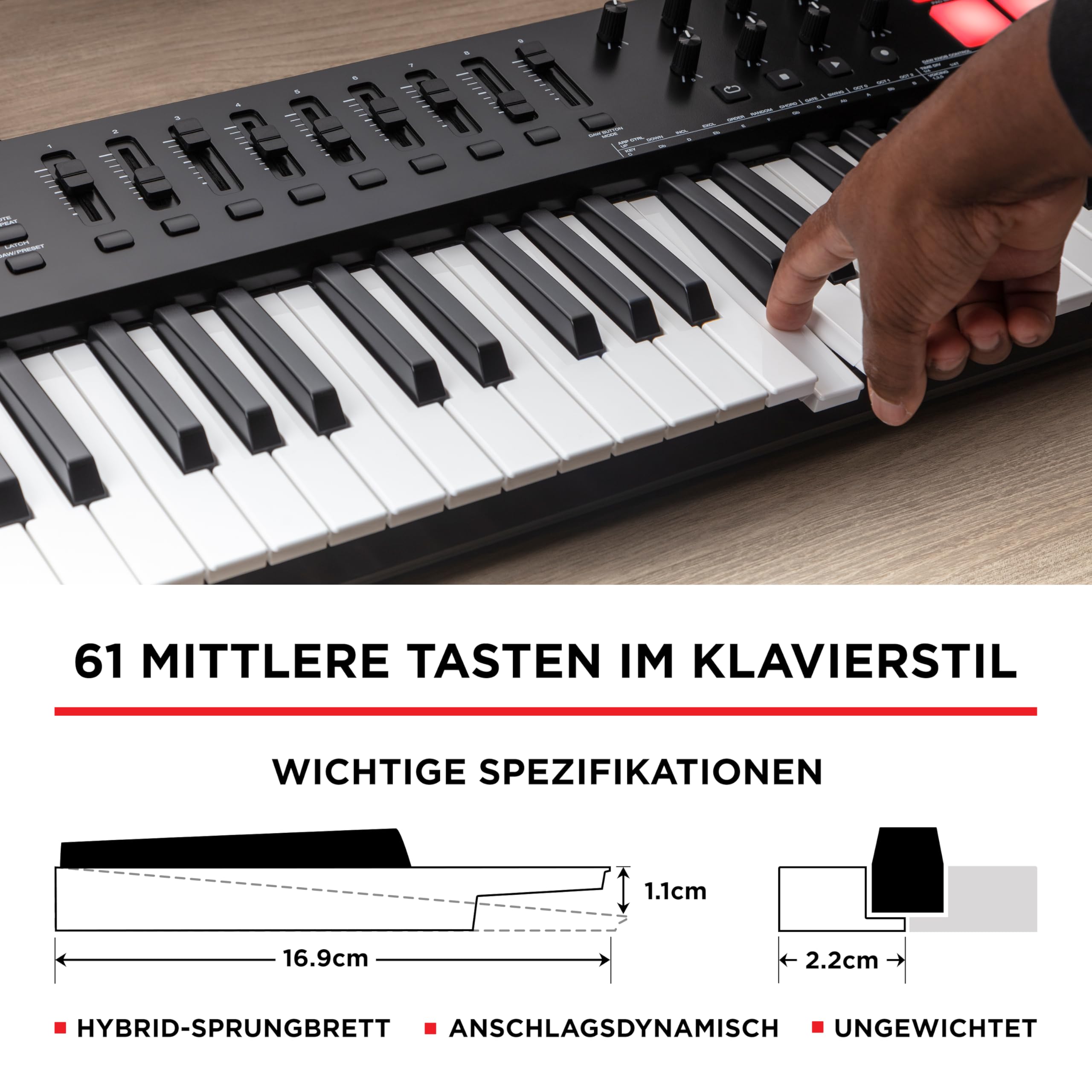 M-AUDIO Oxygen 61 (MKV) – 61-Tasten USB MIDI Keyboard Controller mit Beat Pads, Smart Chord, Tonleitermodi, Arpeggiator und Native Instruments Soundpaket (NKS Integration)