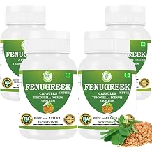 Fenugreek Capsules 500mg | Pack of 4 x 60 Vegetarian Capsules | Natural Herbal Supplement for Wellness & Vitality | Trigonella Foenum-Graecum | GMP Certified & Gluten Free