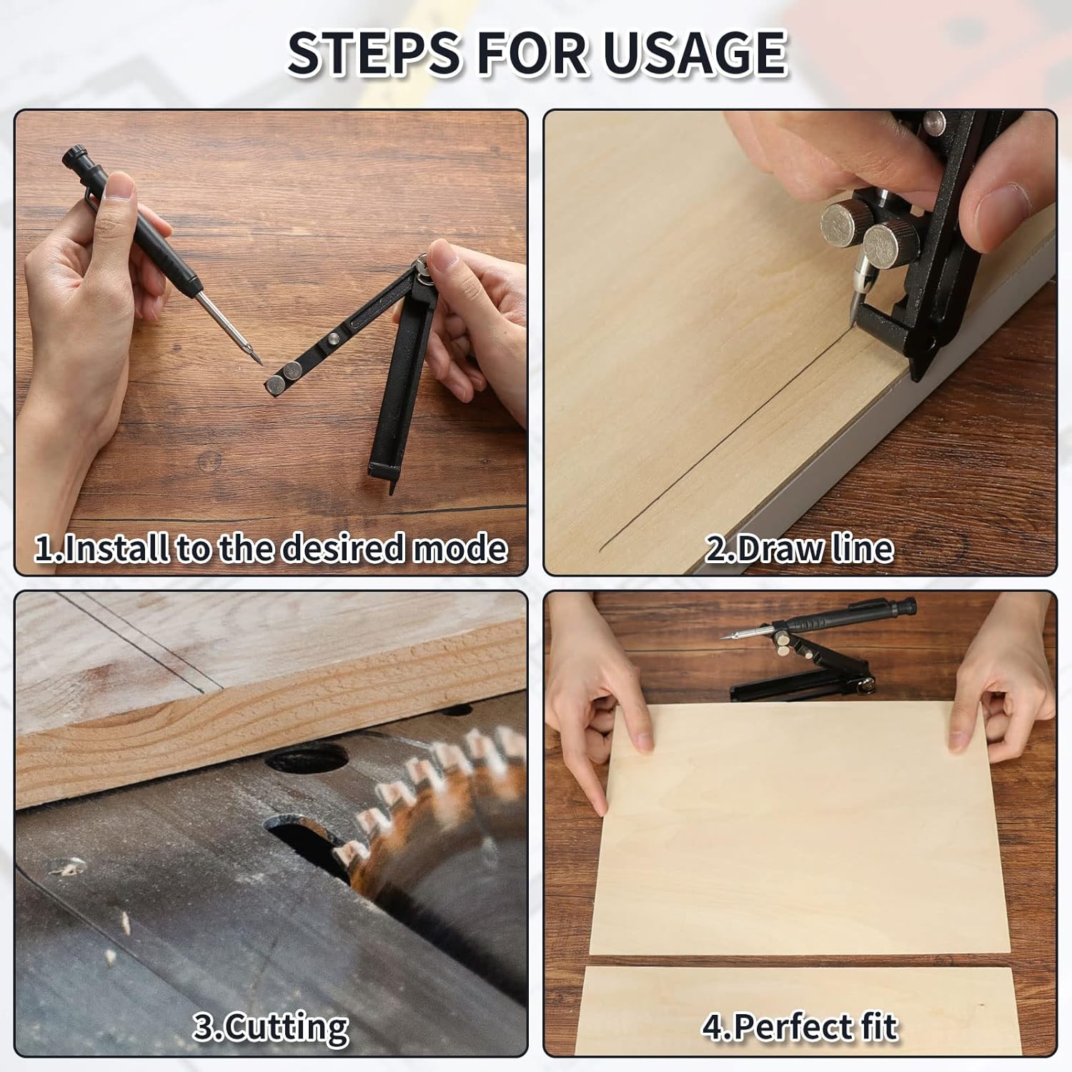 Scribing Tool, Multi-function Scribing tool, Construction Carpenter Pencil, Aluminum Alloy Scriber Marking Tool with Deep Hole Pencil, DIY Woodworking Scriber Contour Gauge Scriber Line Measuring Tool