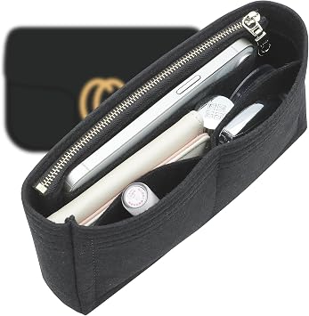 Zipper Purse Organizer Organizer Compatible with GG Small Marmont Insert Matelasse Shoulder Bag and More, Felt Mini Handbag Organizer Pouch for Women Inner Bladder Bag Black, Small