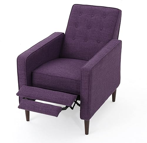 Miniatura 47 de GDFStudio Macedonia - Sillón reclinable de tela con respaldo copetudo, moderno Gris,azul (Muted Blue),Verde apagado/Espresso oscuro,Morado