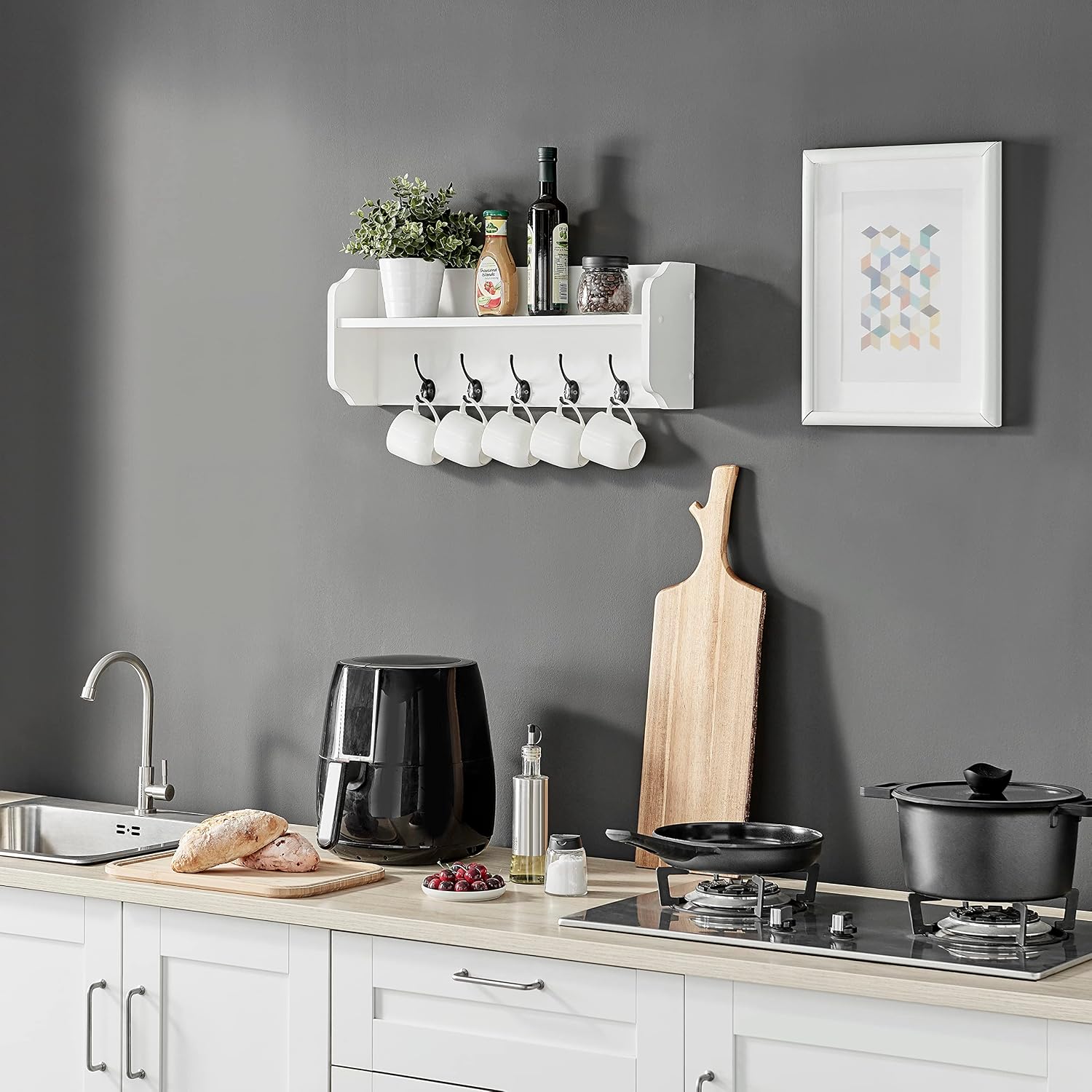 Hooked Wall Shelf Organizer with Coat Rack by Danya B.
