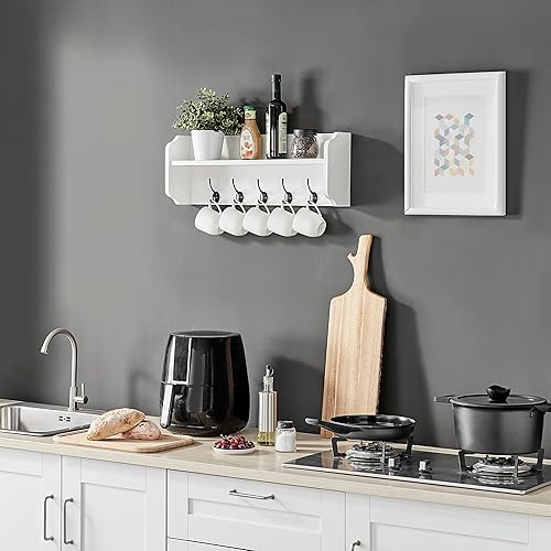 Miniatura 6 de Danya B Estante flotante de pared con ganchos para entrada montado en la pared blanco