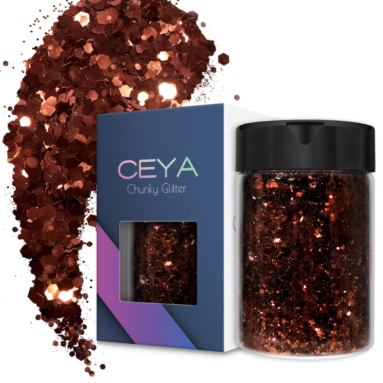 Paillettes café marron pour résine époxy et nail art Ceya 140g