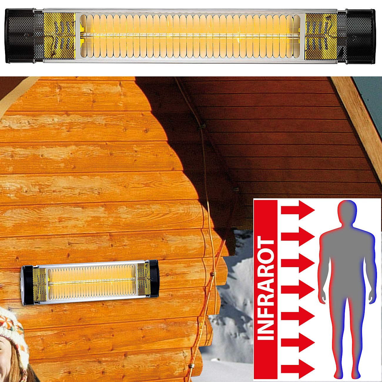 Semptec riscaldatore a infrarossi da esterno IRW-2500 2500 W IP65 NC5296