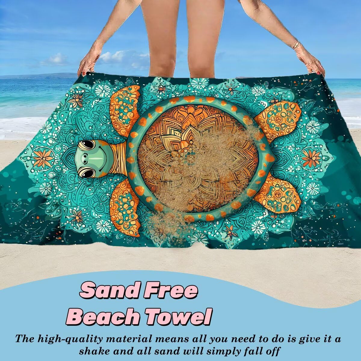 Juego de 2 Toalla Playa Grande 100x220 cm, Secado Rapido Toalla Microfibra Gimnasio, Antiarena Toallas de Playa Tortuga Marina, Grande Ligera Compacta Toallas Microfibra Mujer Hombre para Viaje -3888