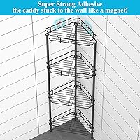 Vista 2 de 4 Tier Floor Standing Corner Shower Caddy Organizer Shelf with Hooks, Bathroom Shelves Stand Rack, Black