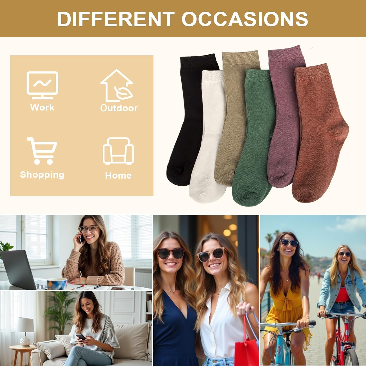 Justay Crew Socks for Women - Soft Knit Boot Calf Comfortable Cute Dress Cotton Socks Gifts - Image 7