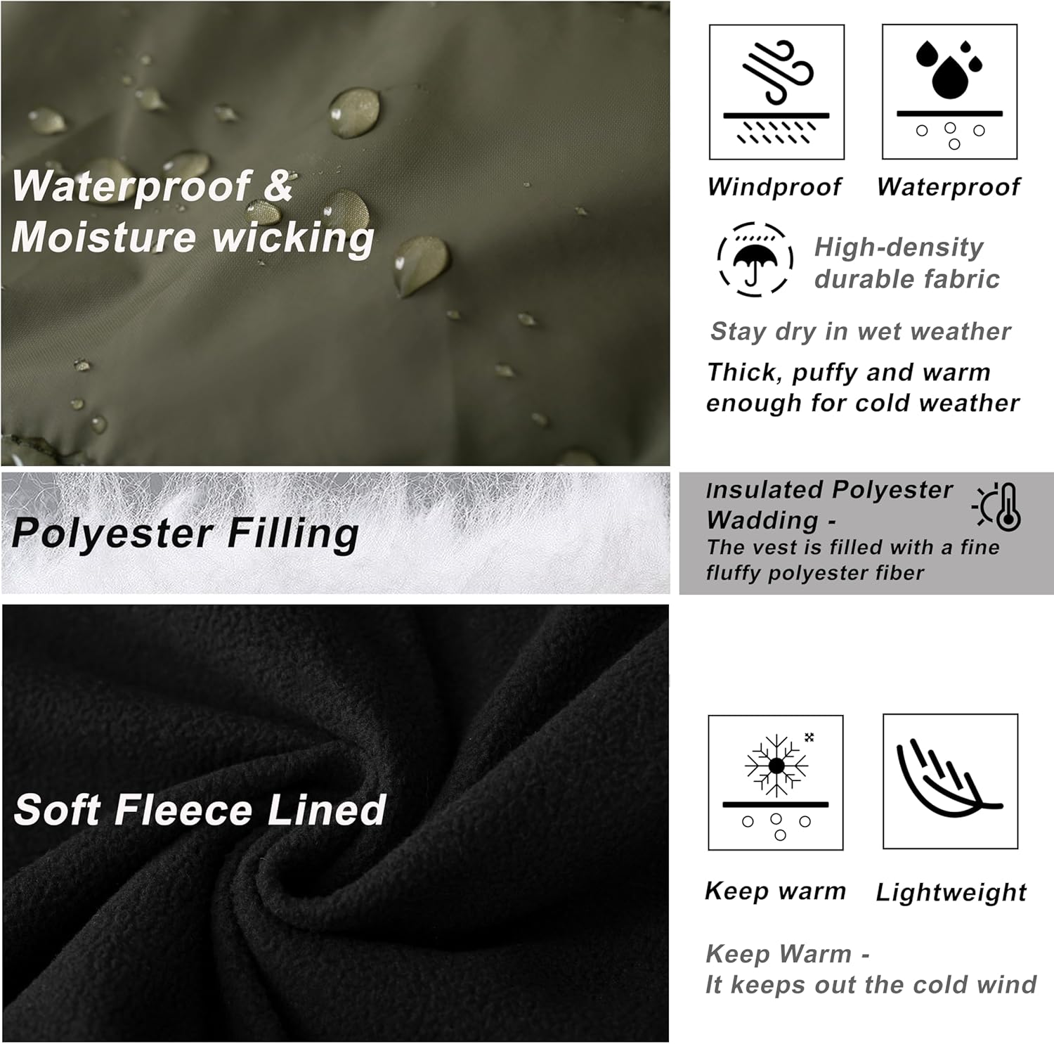 VtuAOL Men's Puffer Vest Outdoor Padded Vest Softshell Outerwear Vest for Travel Hiking - Image 5