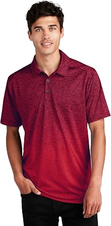 SPORT-TEK Unisex Ombre Heather Polo | Short Sleeve Collared Shirt for Men & Women, Casual Fit Top for Work, Tennis & Golf