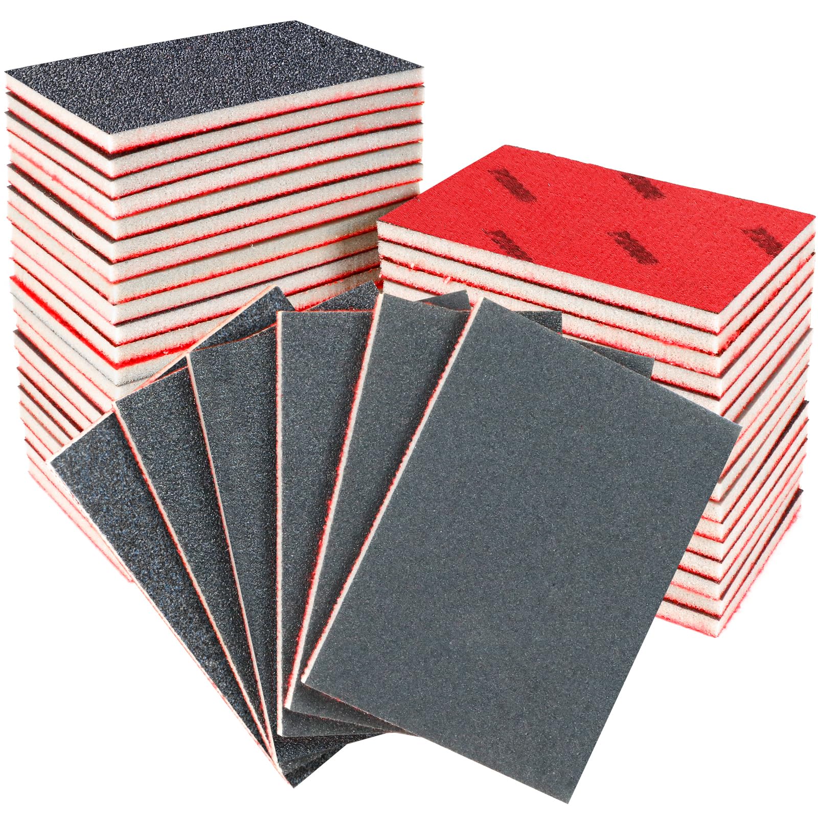 36 Pcs Sanding Sponge, 80/120/180/240/320/400 Grit Sanding Pads, Flexible Sandpaper Block Coarse and Fine