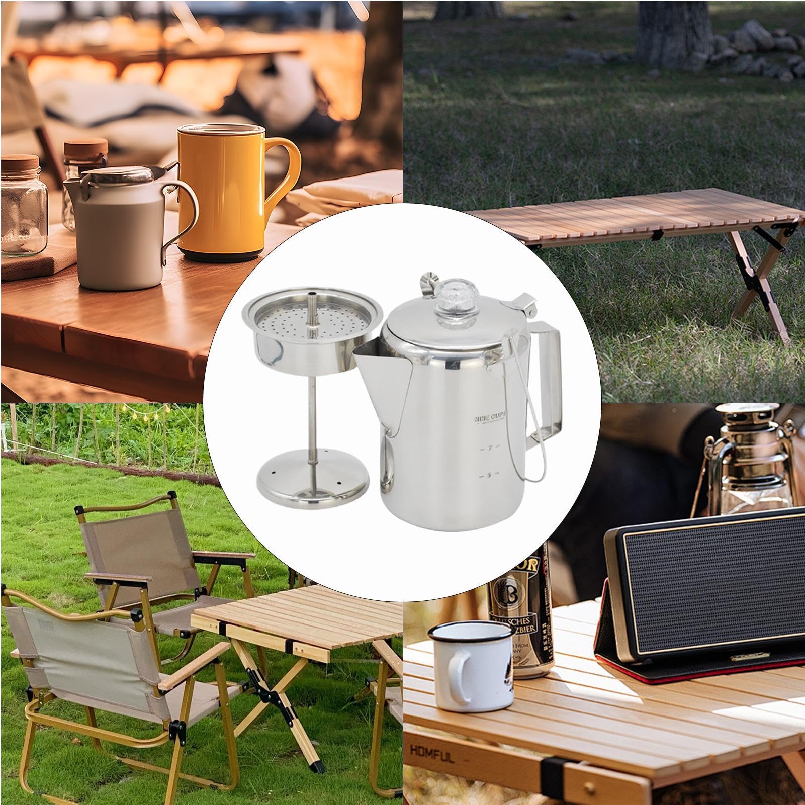 Cafetera con percolador,Cafetera con percolador | Cafetera de acero inoxidable - Percoladores para estufa de 9 tazas, percolador para acampar apto para grupos para acampar