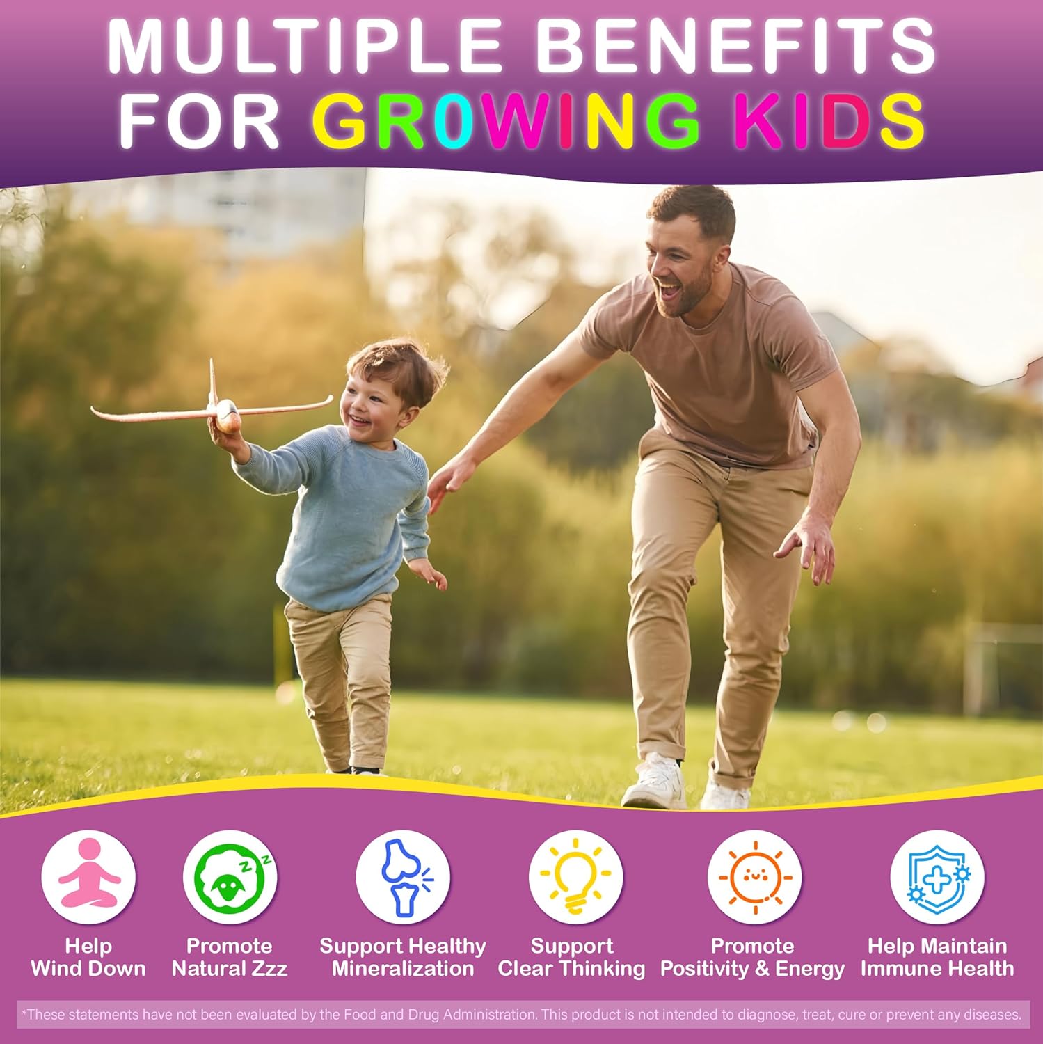 Magnesium Gummies for Kids - Magnesium Glycinate Chewable Supplement with L-Theanine, Vitamin B6, Phosphatidyiserine and Omega for Kids Natural Zzz, Development & Overall Health - Sugar Free & Vegan