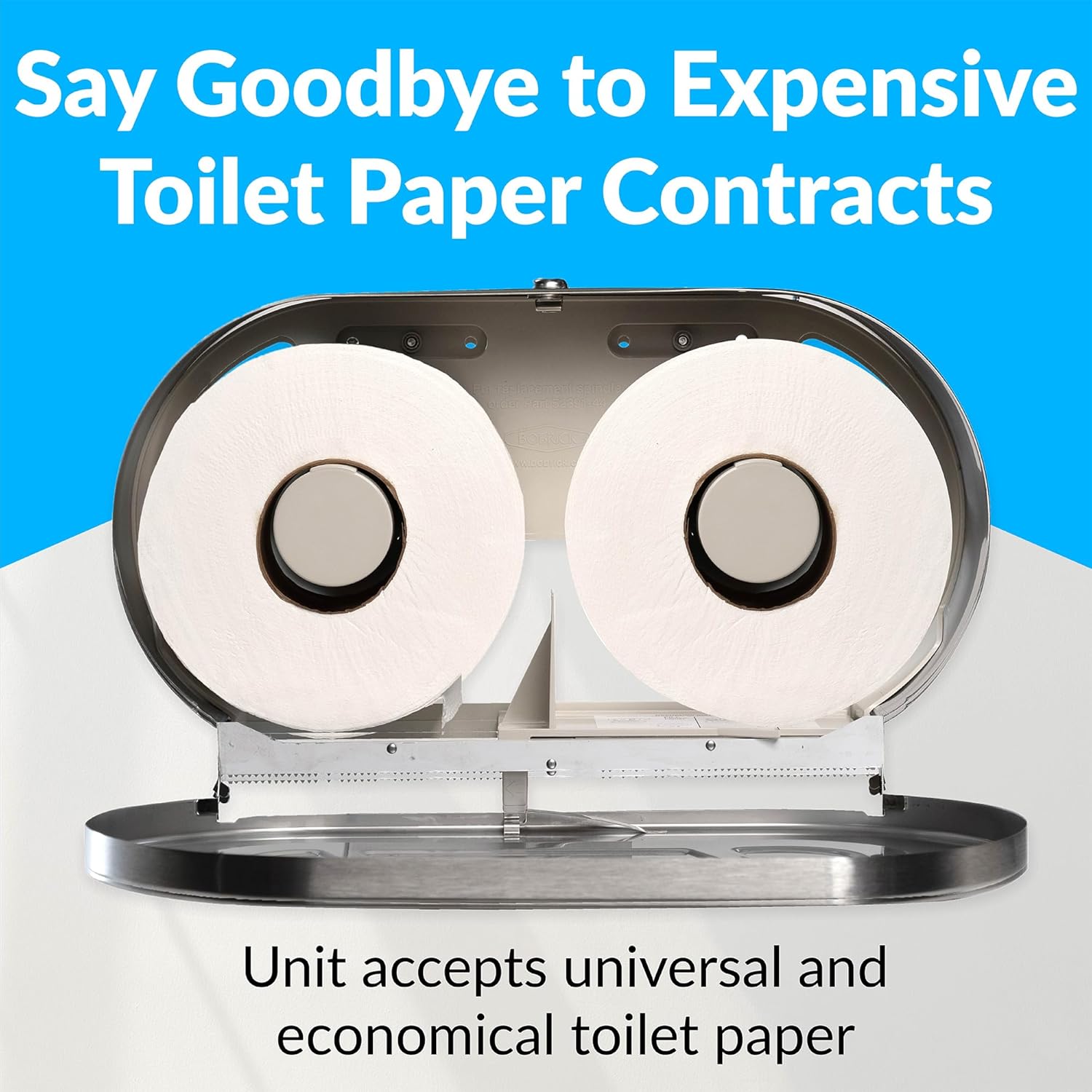 Bobrick B-2892 Surface-Mounted Twin Jumbo-Roll Toilet Paper Dispenser, Double Roll Toilet Paper Holder