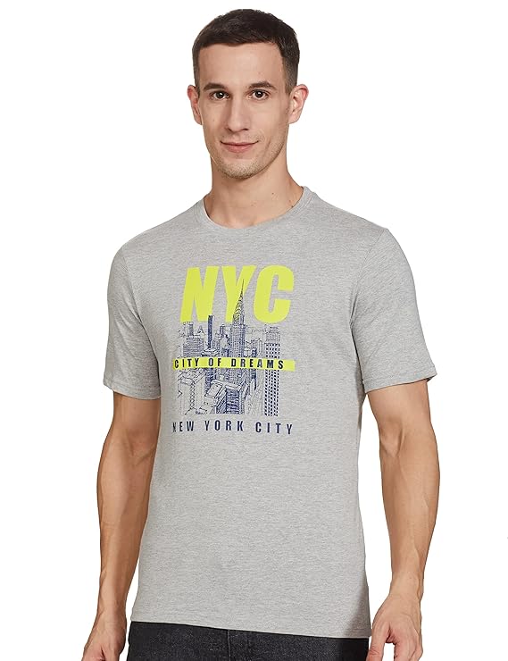 NEWPORT Men Black Graphic Print Cotton T-Shirt