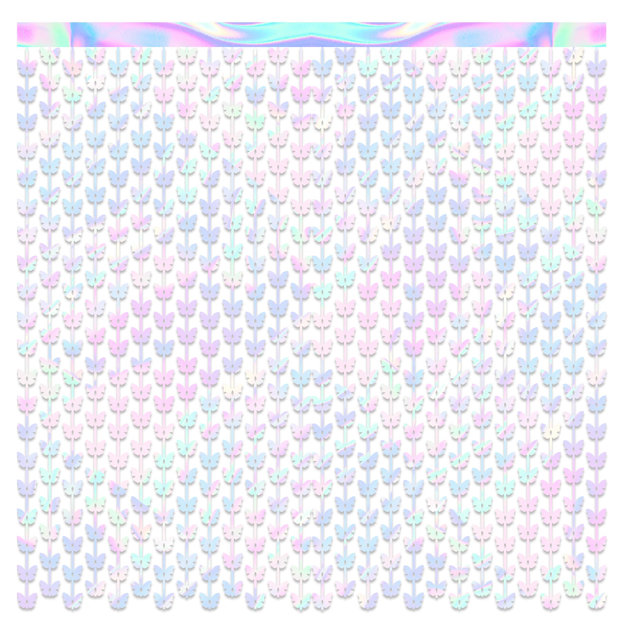 Iridescent Butterfly Party Streamers - MALANKU Princess Themed Backdrop Curtains for Fairy Frozen Winter Birthday Party Supplies - 2 Packs, 3.3ft x 6.5f