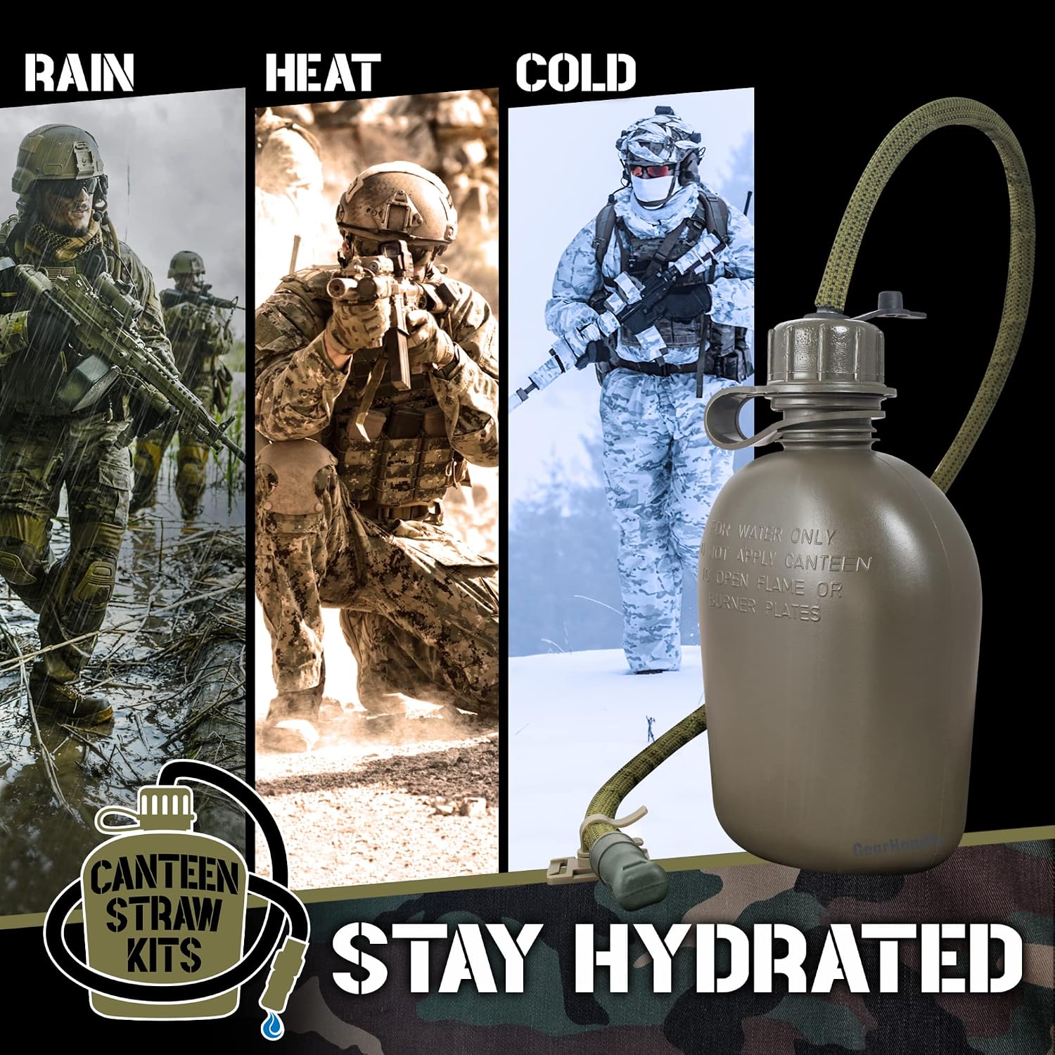 US Military Canteen Straw Kits (OD Green with Canteen) image 3