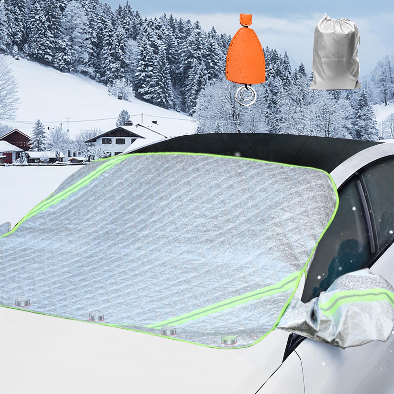Parasole Auto Magnetico - Copri Parabrezza 148x116 Cm, 4 Strati, Antighiaccio E Anti-UV | Per SUV, Station Wagon, Camion