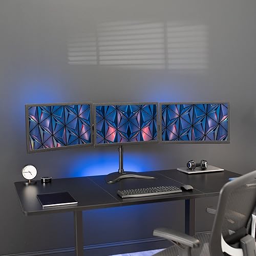 Miniatura 6 de VIVO Soporte para monitor triple totalmente ajustable para 3 pantallas LCD de hasta 24 pulgadas STAND-V003P
