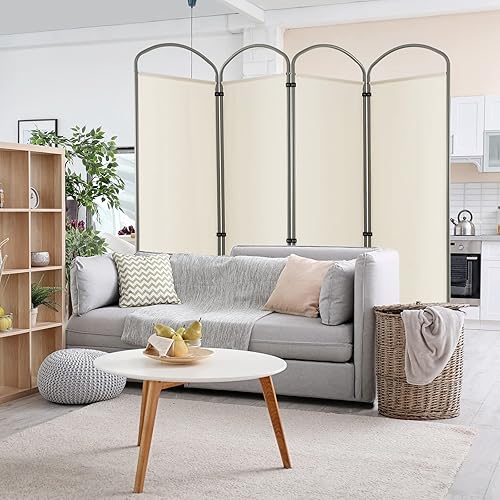 Miniatura 2 de Giantex Divisor de habitación plegable de 4 paneles de 6.2 pies, color blanco, pantalla de privacidad de tela plegable independiente de 87 pulgadas