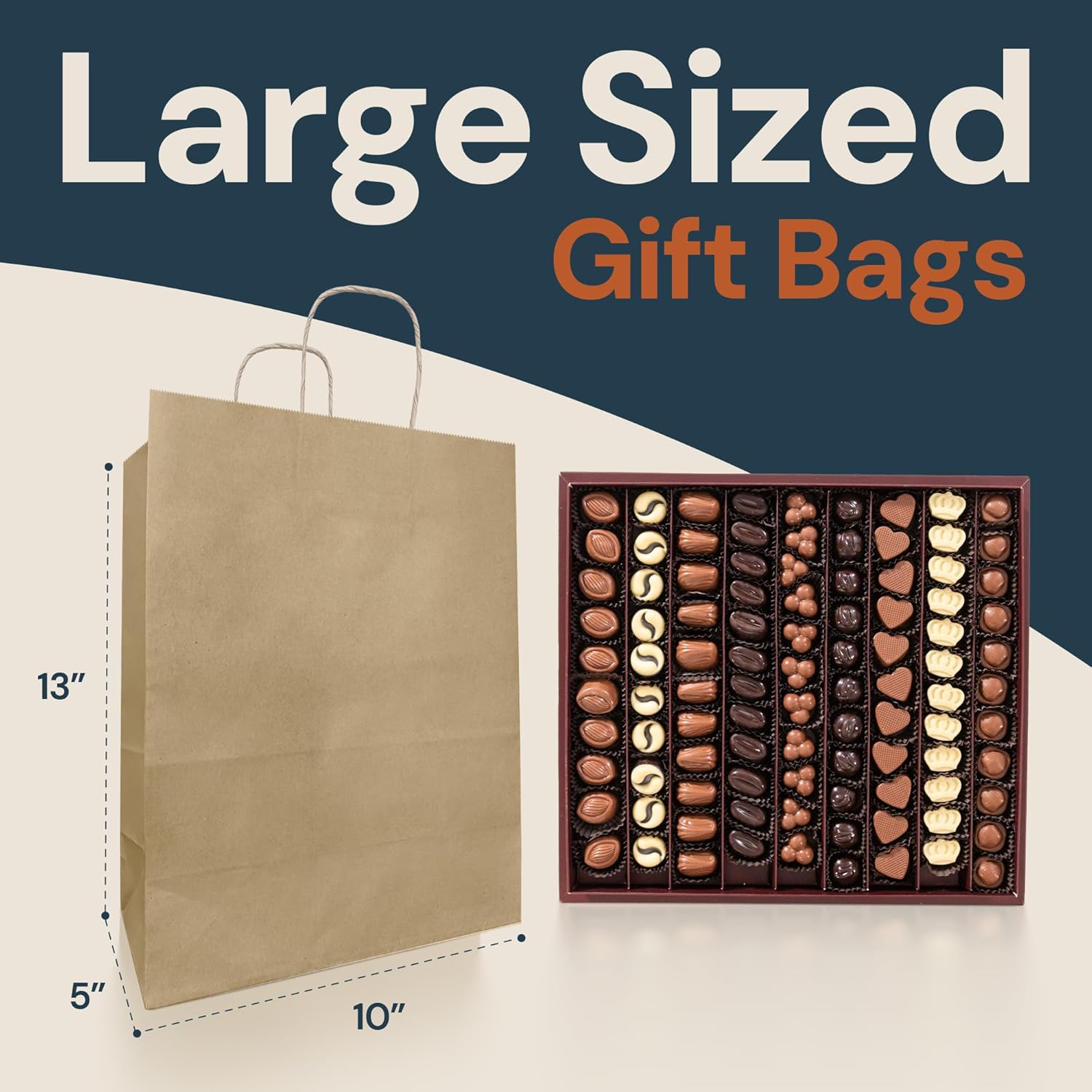 Reli. 10x5x13 in. Brown Paper Bags with Handles | 55 Pack | Kraft Paper Shopping Bags with Twist Handles | Ideal for Gifts, Retail, Shopping, Merchandise, Take Out/To Go, Party, Crafts - Image 3