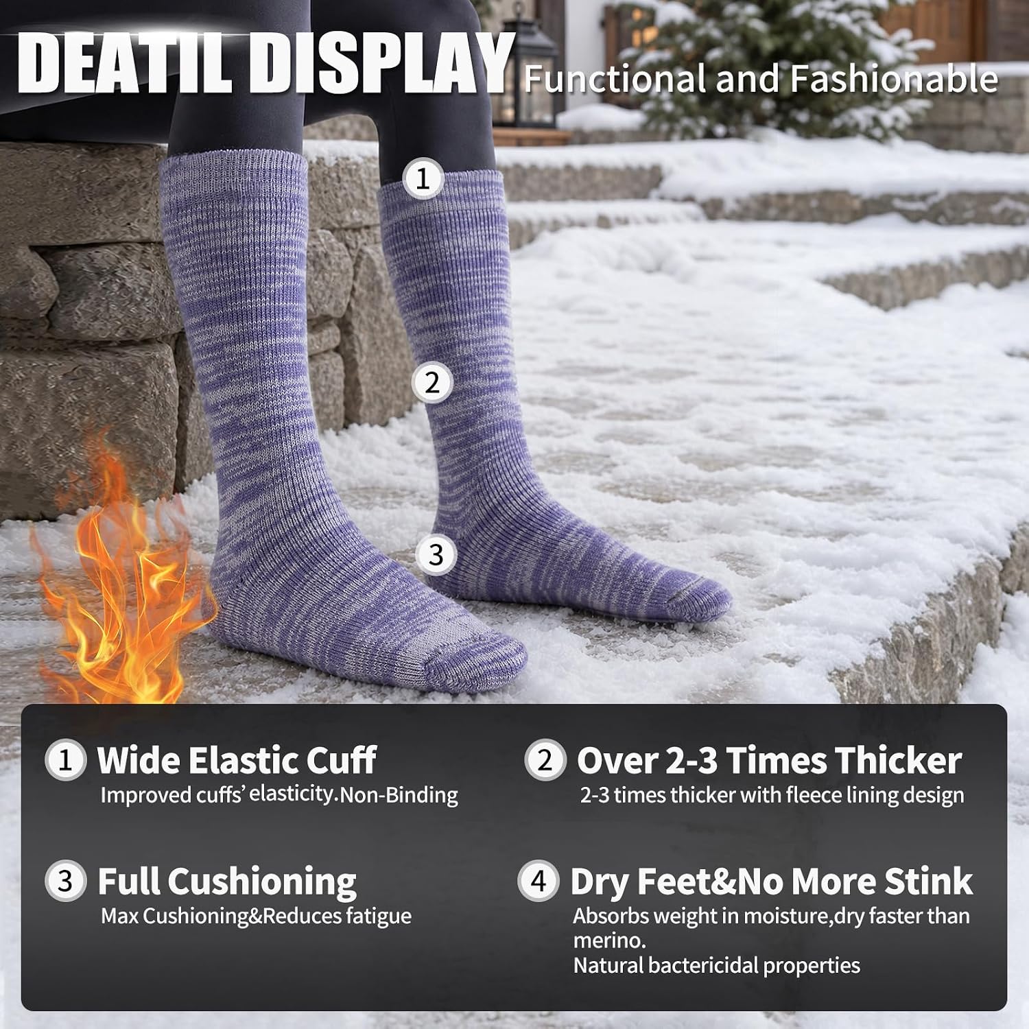 Alpaca Wool Boot Socks,Thermal Warm Heavyweight Thick for Men Women image 4