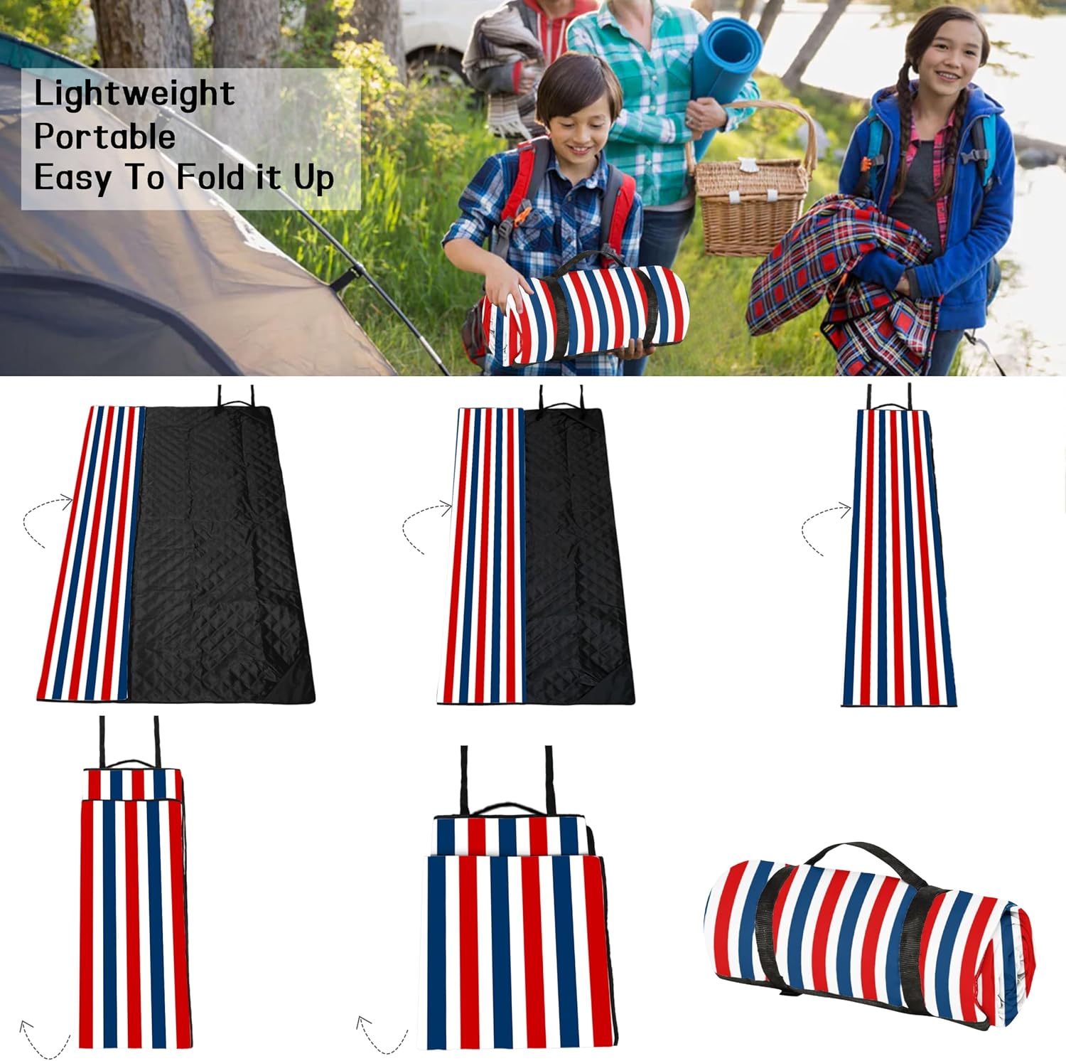 Picnic Blankets Beach Blanket 80" X 80" Extra Large Waterproof Camping Blankets Portable Outdoor Mat 3-Layer Blanket for Beach, Hiking, Park, Music Festival, Grass Lawn,Travel