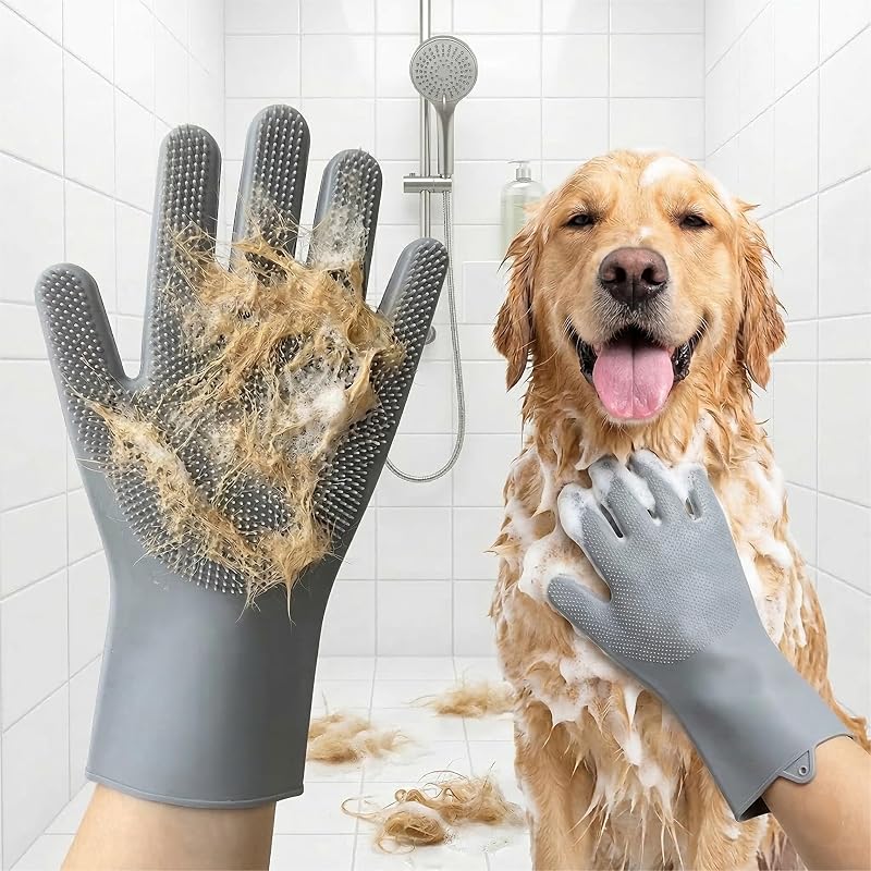 Luva para banho e remoção de pelos de cães em silicone PetNova – 1 unidade
