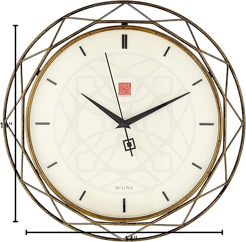 Miniatura 4 de Bulova Clocks C4834 Luxfer Prism - Reloj de pared inspirado en Frank Lloyd Wright de 14 pulgadas