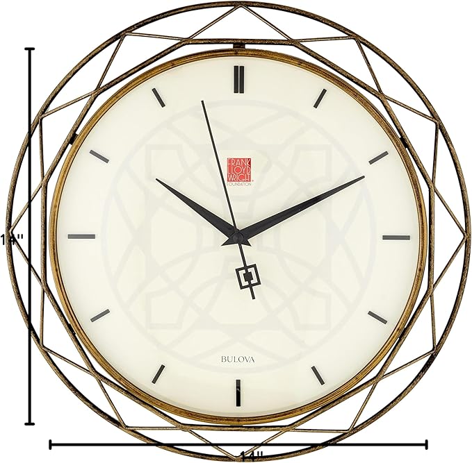 Reloj de Pared Bulova Luxfer Prism 14 pulgadas Frank Lloyd Wright miniatura 5