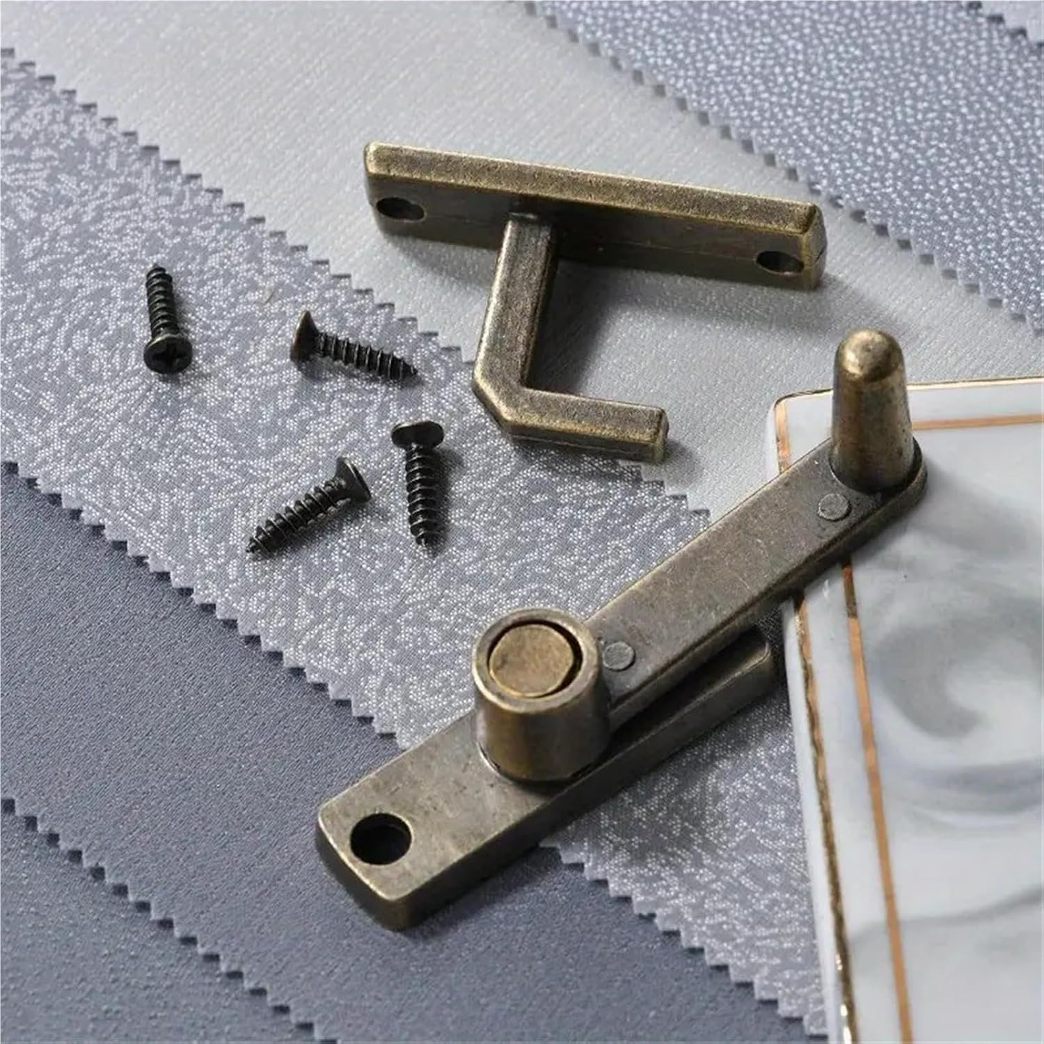 Compatible for YUANJ Bronze Sliding Door Lock, Metal Window Latch with Safety Chain for Home Security