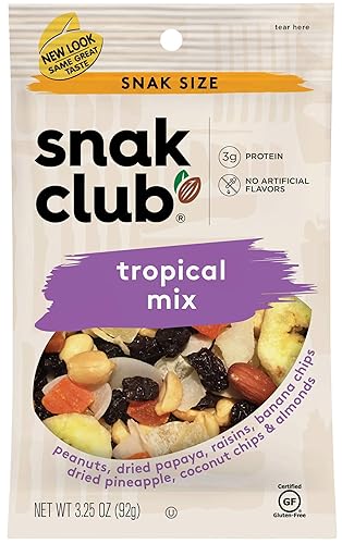 Snak Club Tropical Trail Mix, Gluten Free, Non-GMO, 3.25-Ounces, 12-Pack Snak Club Tropical Trail Mix, Gluten Free, Non-GMO, 3.25-Ounces, 12-Pack