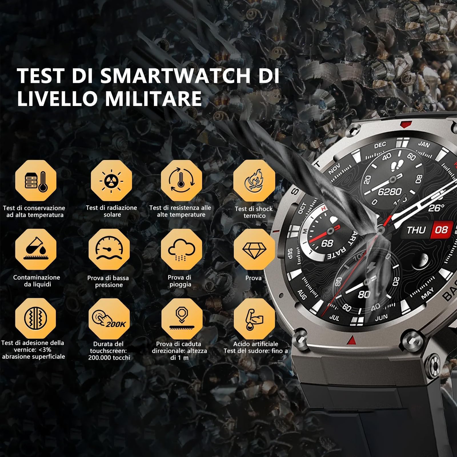 Generico Sekoda GPS Sports Smartwatch, impermeabile IP68, 15 giorni di autonomia (Nero)