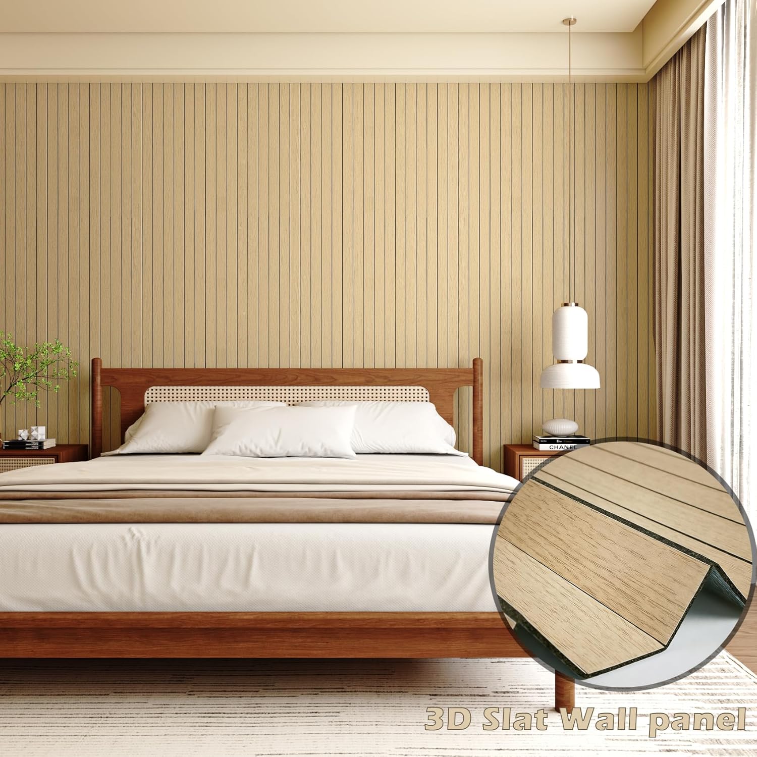 Stickyart Oak Wood Slat Wall Panel Peel and Stick 11.8"X 78.7" Foam 3D Walls Panel Wallpaper Self Adhesive Natural Light Wood Slat Walls Paneling PVC Acoustic Vinyl Wall Covering for Bedroom Kitchen