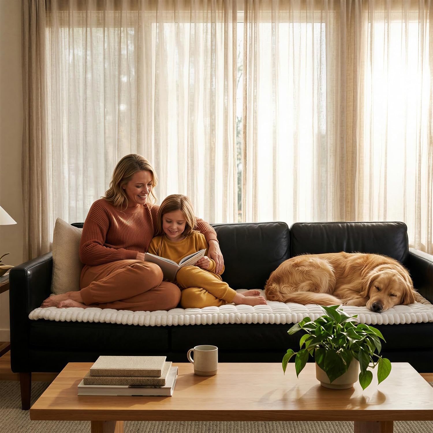 Fixwal Pet and Family Friendly Couch Covers, Washable Non-Slip Dog Mat with Waterproof Backing, Soft Plush Protector for Sofa, Car Seat, Bedside, Playpen, Camping (White, 27.6" x 59.1")