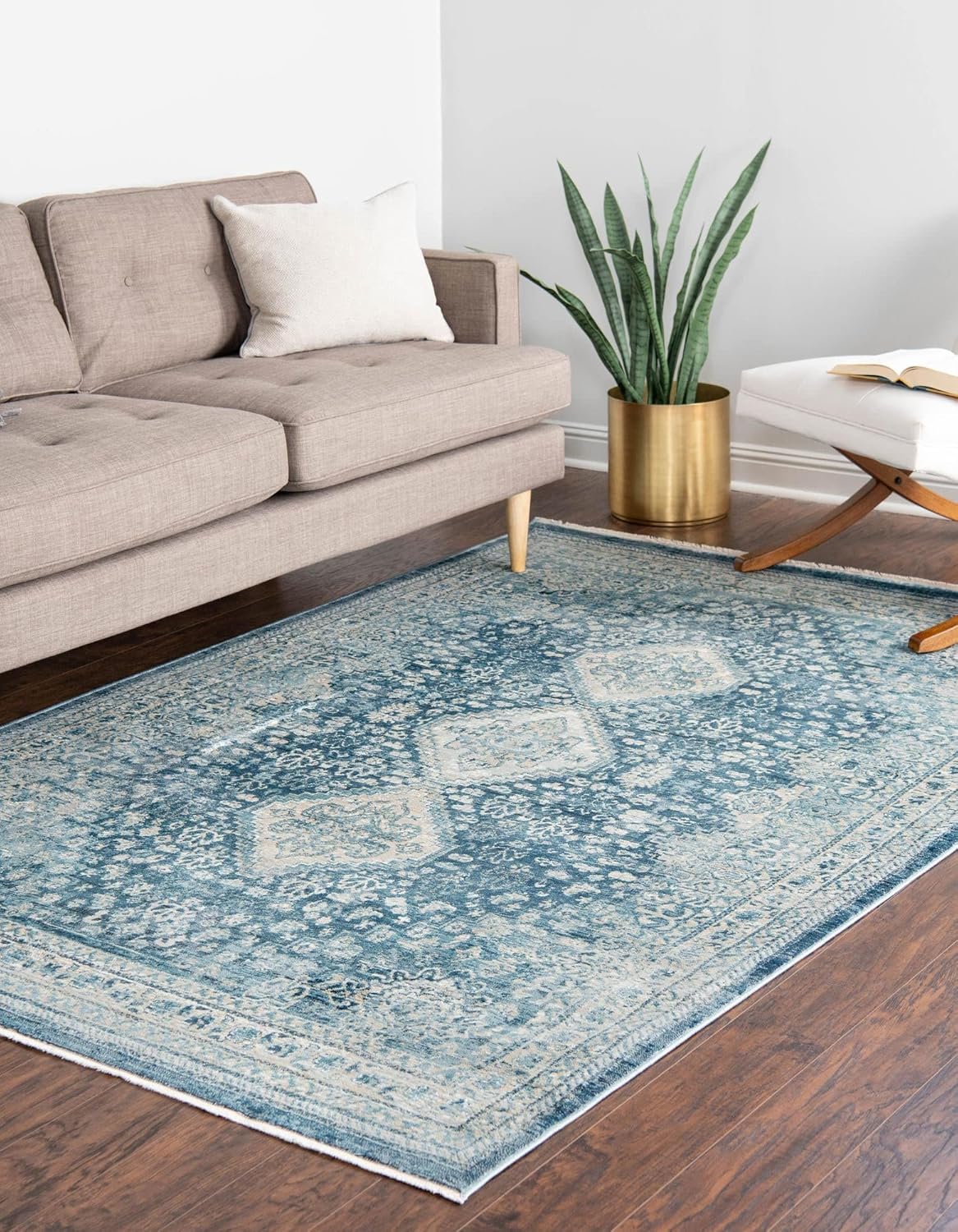 Rugs.com Newport Collection Rug – 9' x 12' Navy Blue Medium Rug Perfect for Living Rooms, Large Dining Rooms, Open Floorplans