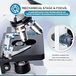 AmScope B120C-E1 Siedentopf Binocular Compound Microscope, 40X-2500X Magnification, LED Illumination, Abbe Condenser, Two-Layer Mechanical Stage, 1.3MP Camera and Software Windows XP/Vista/7/8/10