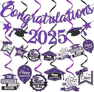 Purple Congratulations 2025 Banner Graduation Party Decorations 2025 Purple and Black Class of 2025 Graduation Decorations Grade Decor