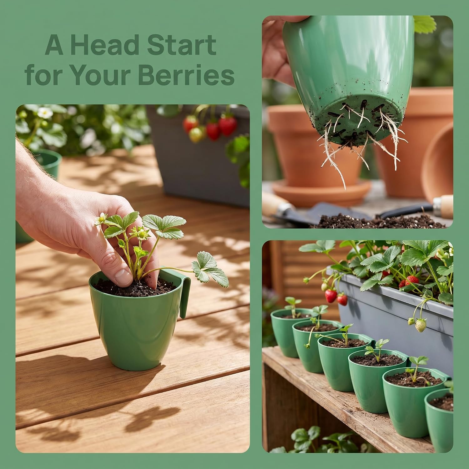 Baoblaze 20 Pieces Strawberry Nursery Pots Cup Side Hanging for Home Gardening Accessories Multifunctional Lightweight Seedling Pot, Size L