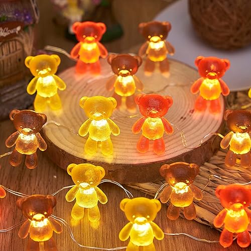 Miniatura 7 de Bartlett - Guirnalda de luces decorativas con diseño de oso de peluche para interiores y exteriores, regalos únicos, funciona con pilas, 8.5 pies,