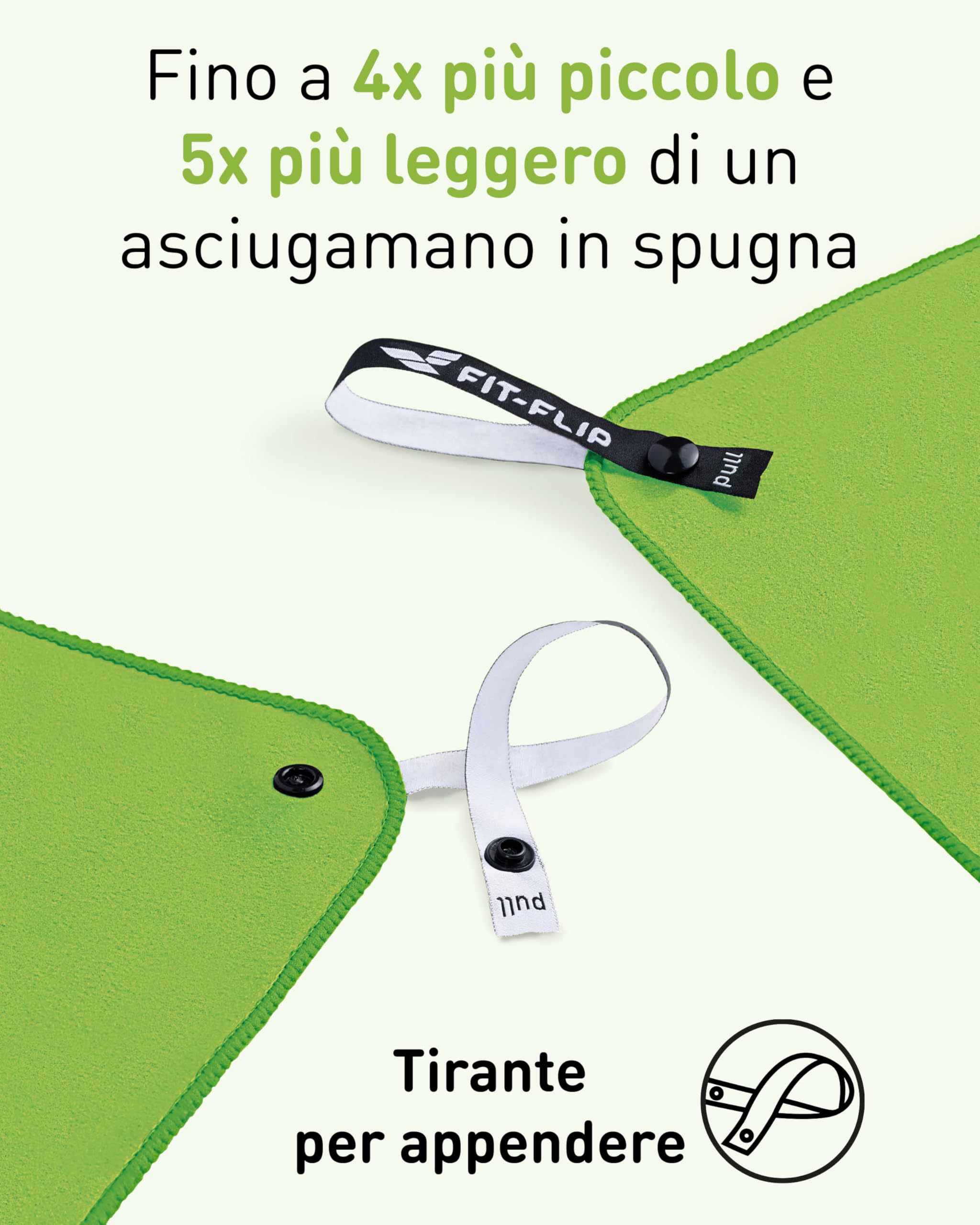 Fit-Flip Asciugamano microfibra - asciugamano palestra compatto e ultraleggero - asciugamani microfibra - il perfetto telo mare microfibra grande - ottimale per viaggio, sport e palestra